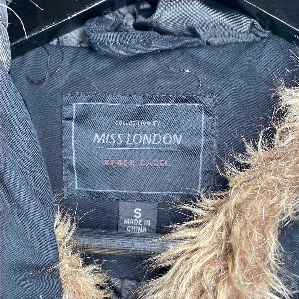 Miss London Faux Fur Hooded Parka Jacket Quilted - Small Black - Picture 2 of 9